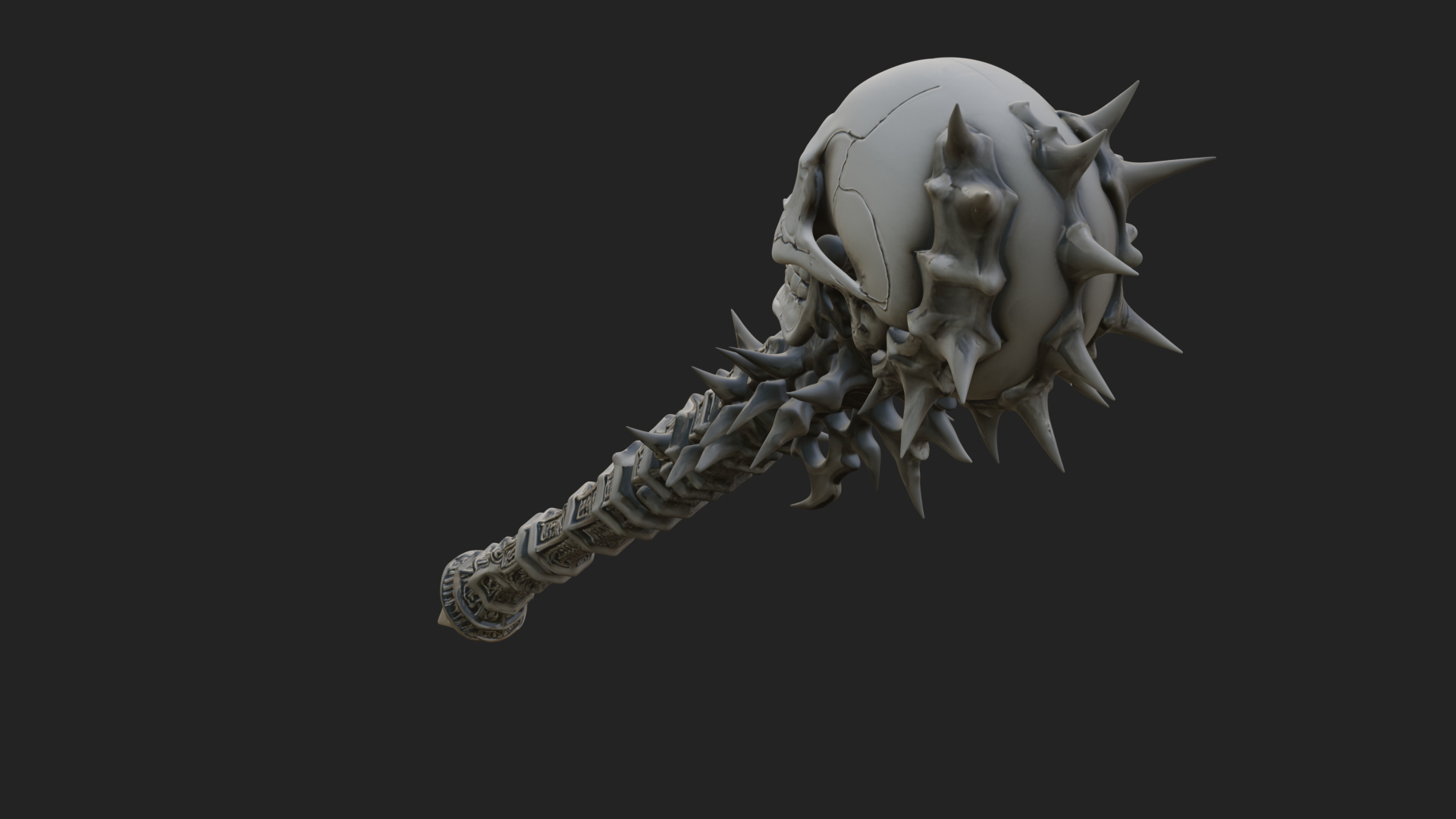 Carved Bone Staff Model Design 7 3D Print Model 3D Model
