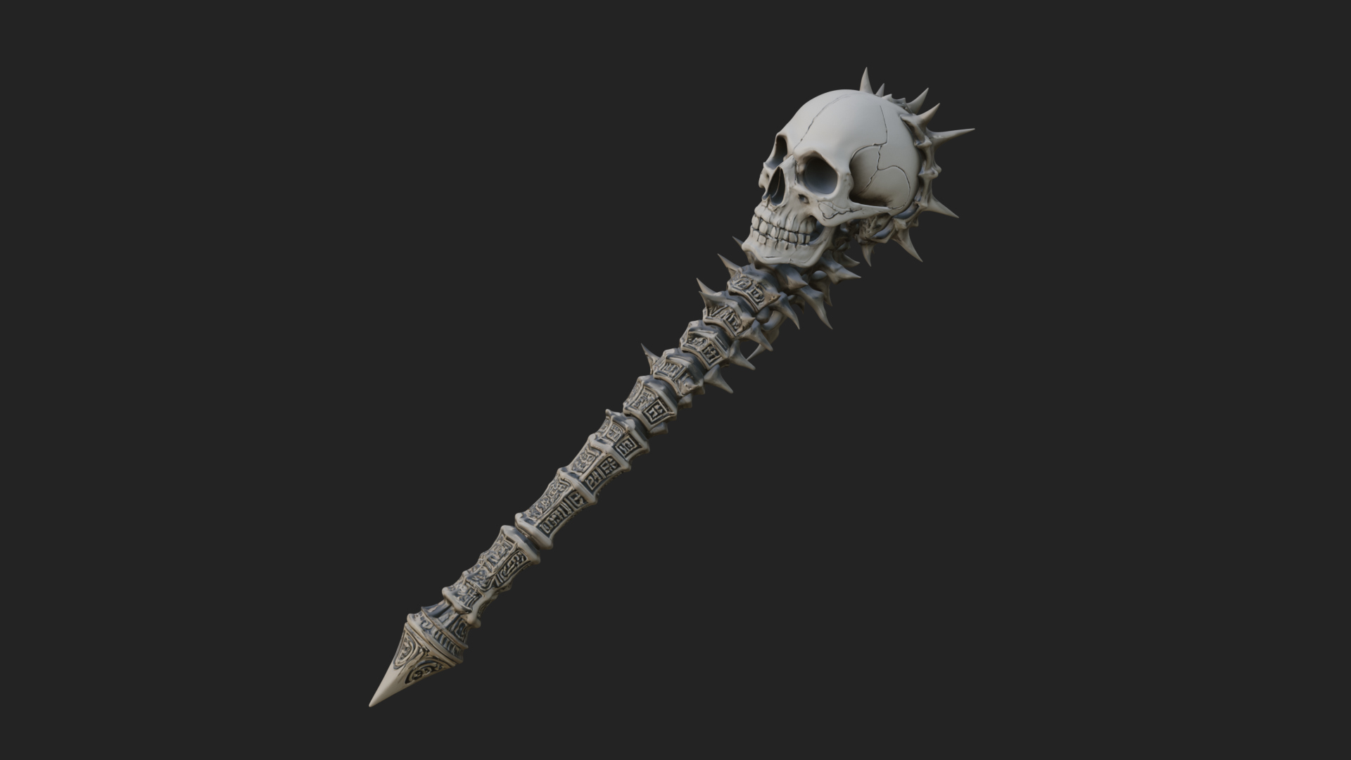 Carved Bone Staff Model Design 7 3D Print Model 3D Model