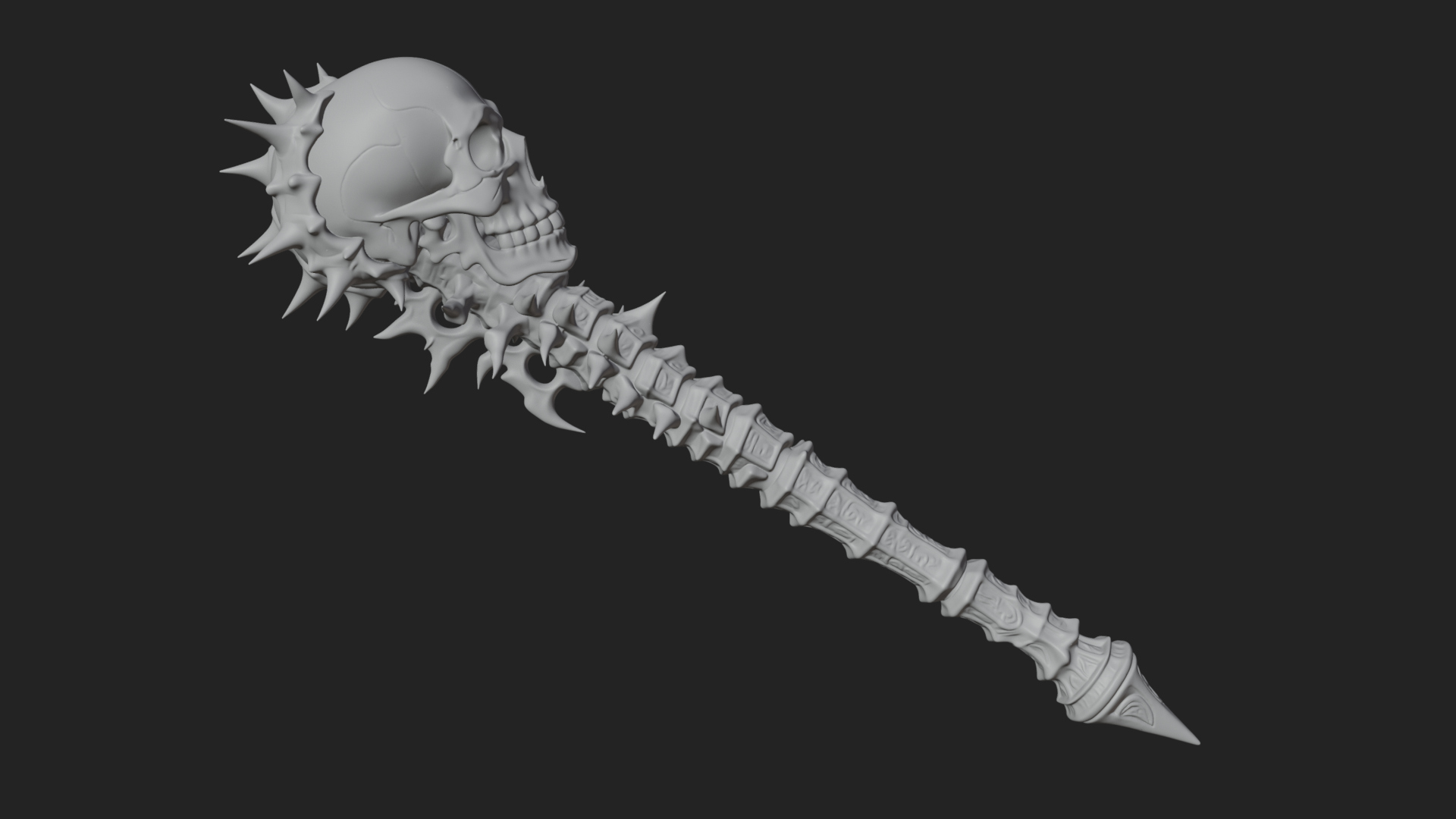 Carved Bone Staff Model Design 7 3D Print Model 3D Model