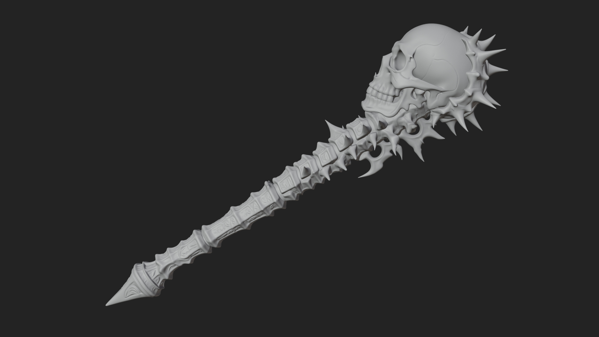 Carved Bone Staff Model Design 7 3D Print Model 3D Model