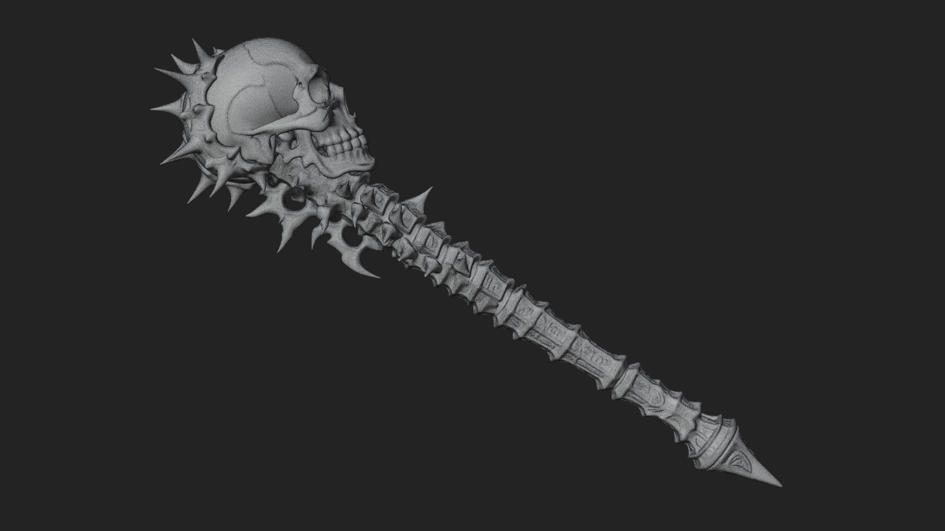 Carved Bone Staff Model Design 7 3D Print Model 3D Model