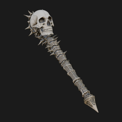 Carved Bone Staff Model Design 7 3D Print Model