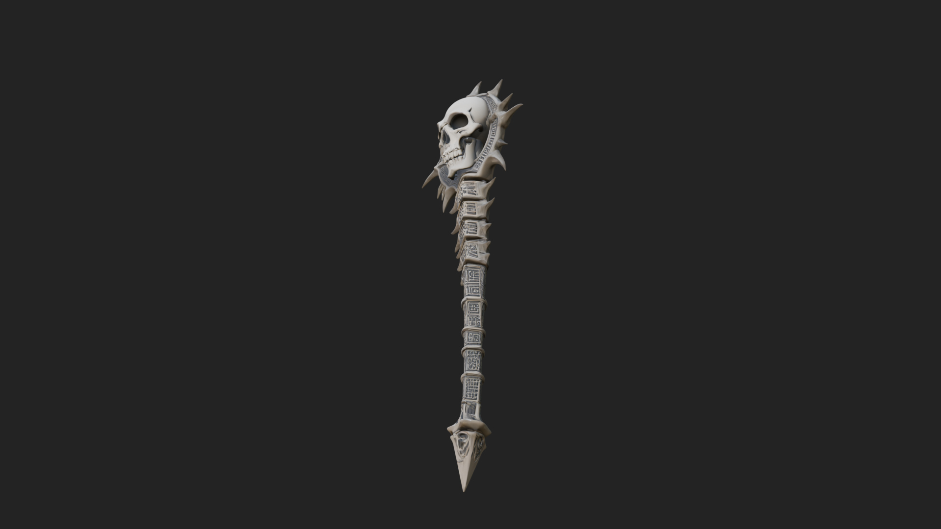 Carved Bone Staff Model Design 8 3D Print Model 3D Model