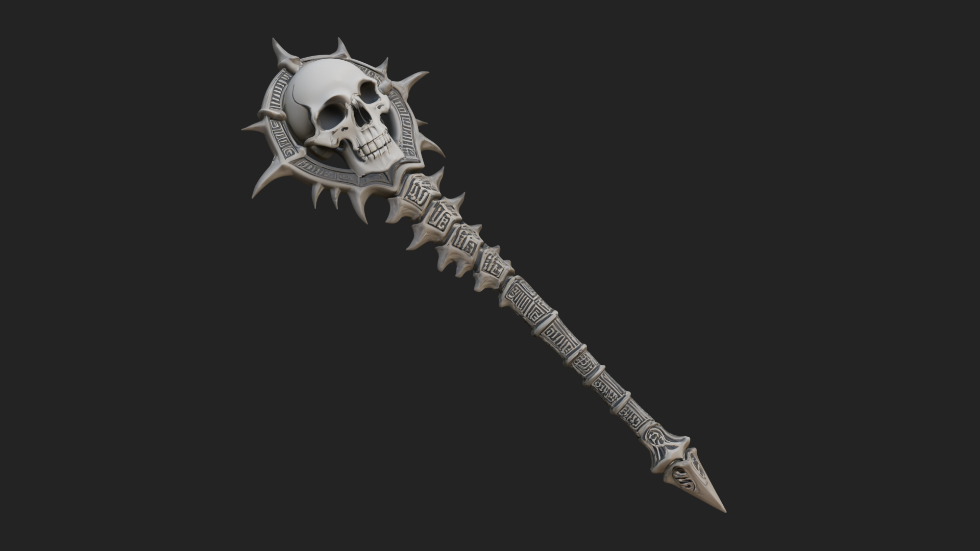 Carved Bone Staff Model Design 8 3D Print Model 3D Model