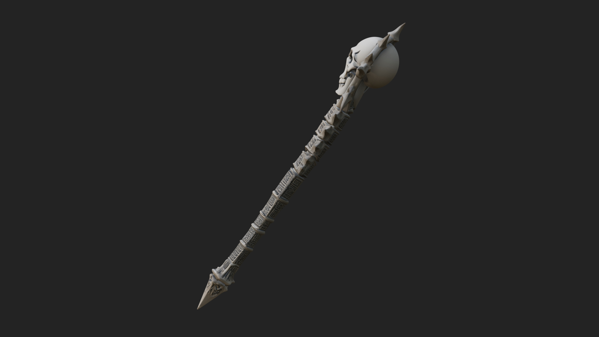 Carved Bone Staff Model Design 8 3D Print Model 3D Model