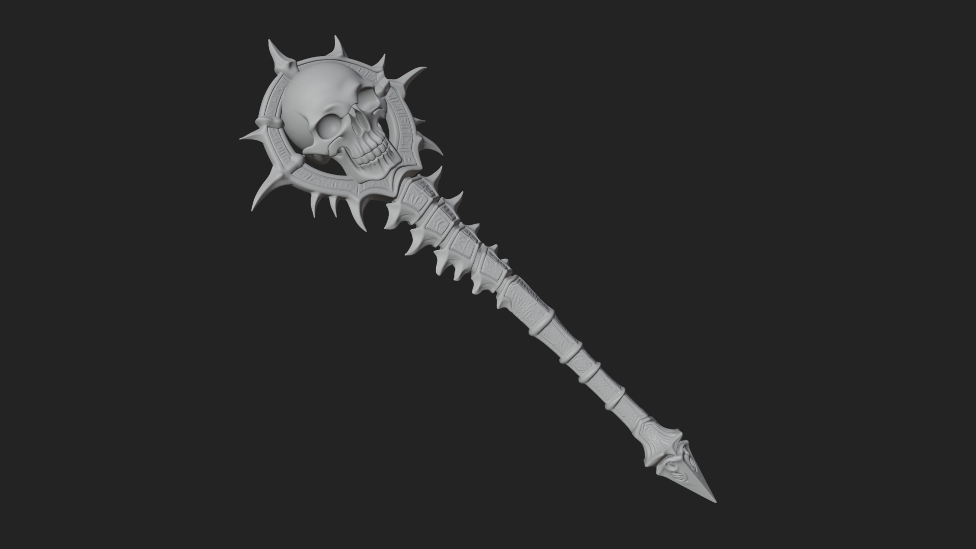Carved Bone Staff Model Design 8 3D Print Model 3D Model