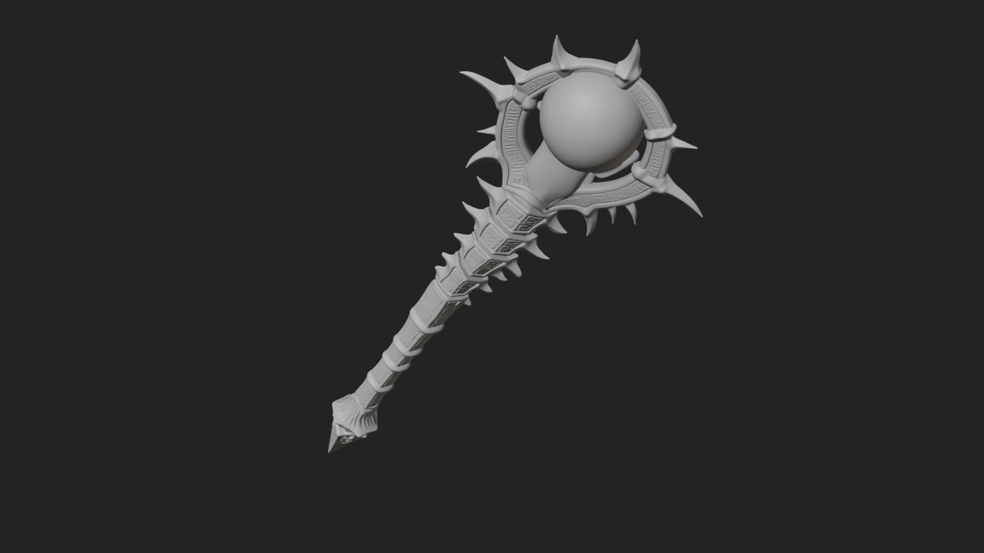Carved Bone Staff Model Design 8 3D Print Model 3D Model