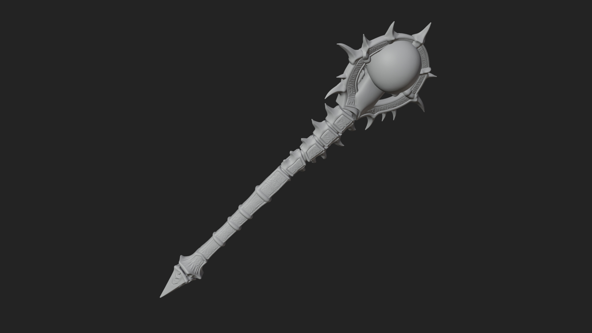 Carved Bone Staff Model Design 8 3D Print Model 3D Model