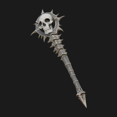 Carved Bone Staff Model Design 8 3D Print Model