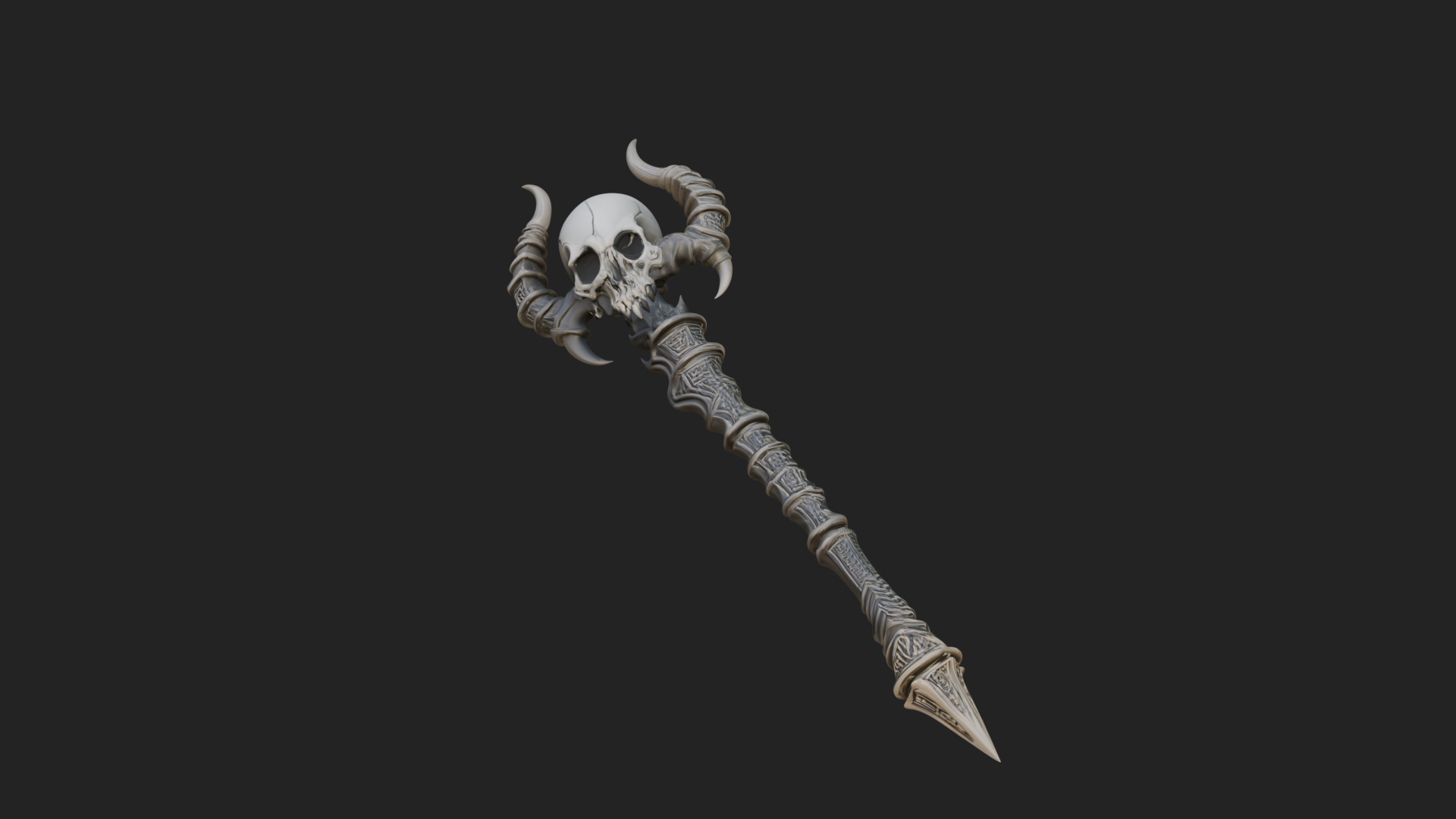 Carved Bone Staff Model Design 9 3D Print Model 3D Model