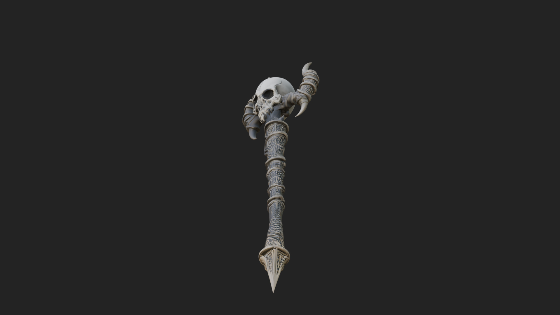 Carved Bone Staff Model Design 9 3D Print Model 3D Model