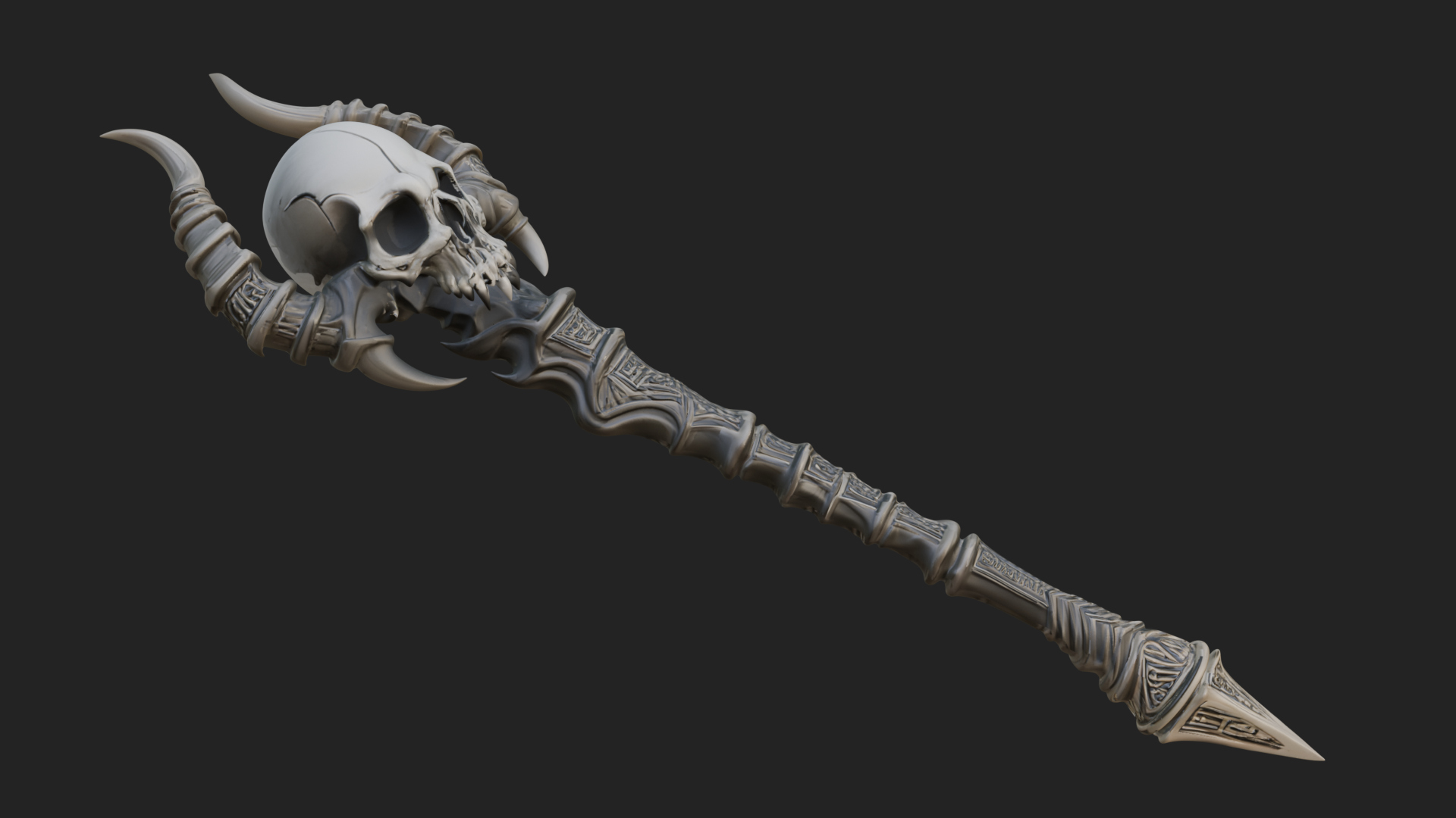 Carved Bone Staff Model Design 9 3D Print Model 3D Model