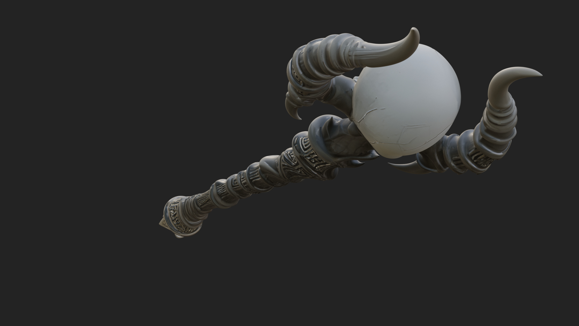 Carved Bone Staff Model Design 9 3D Print Model 3D Model