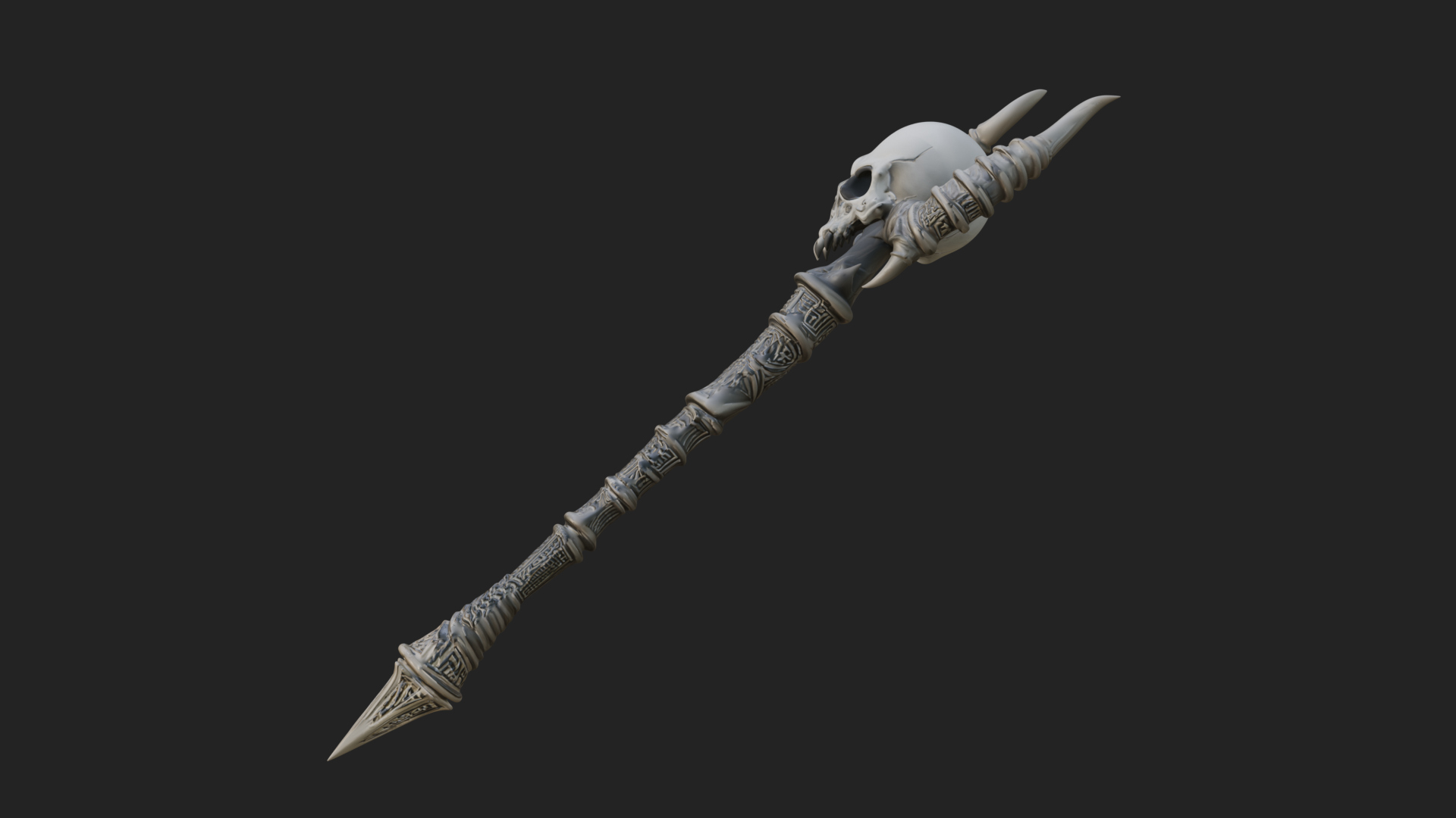 Carved Bone Staff Model Design 9 3D Print Model 3D Model