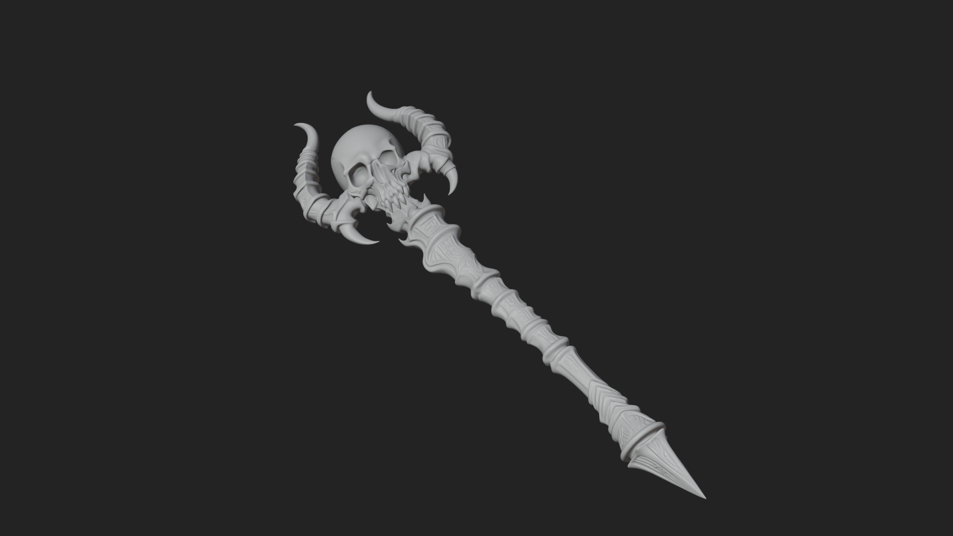 Carved Bone Staff Model Design 9 3D Print Model 3D Model