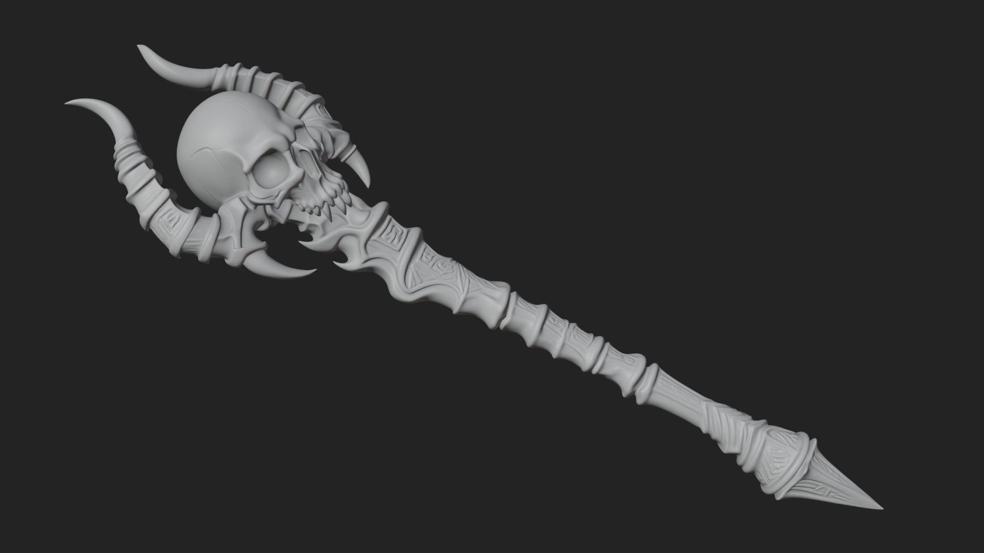 Carved Bone Staff Model Design 9 3D Print Model 3D Model