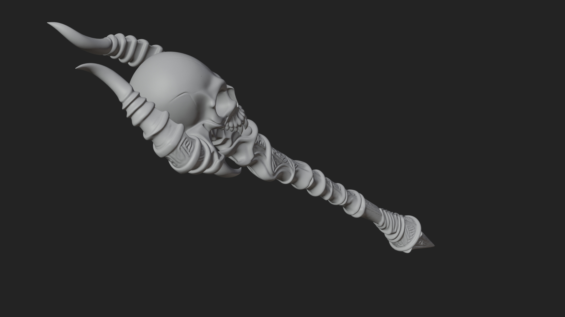 Carved Bone Staff Model Design 9 3D Print Model 3D Model