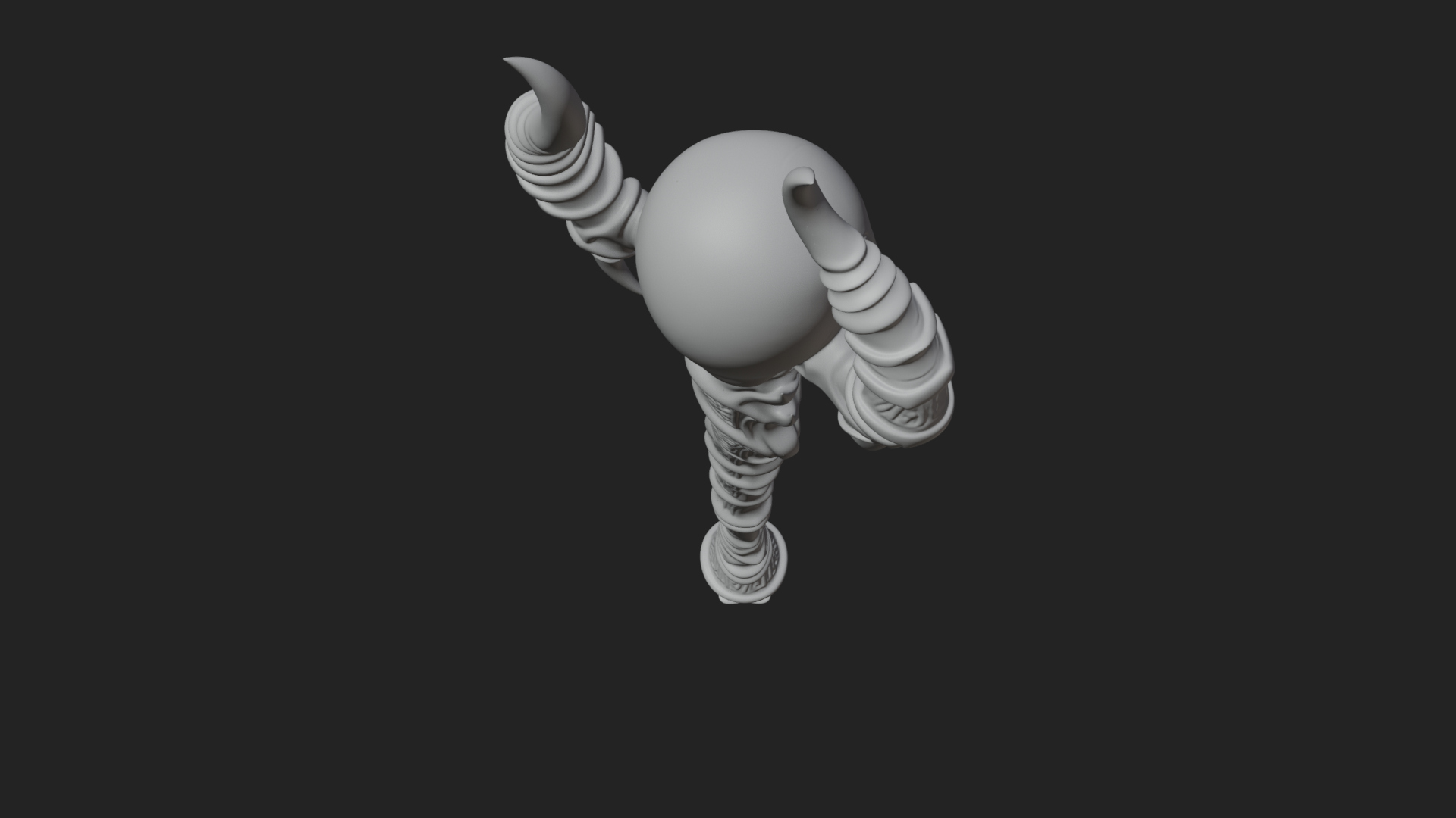 Carved Bone Staff Model Design 9 3D Print Model 3D Model