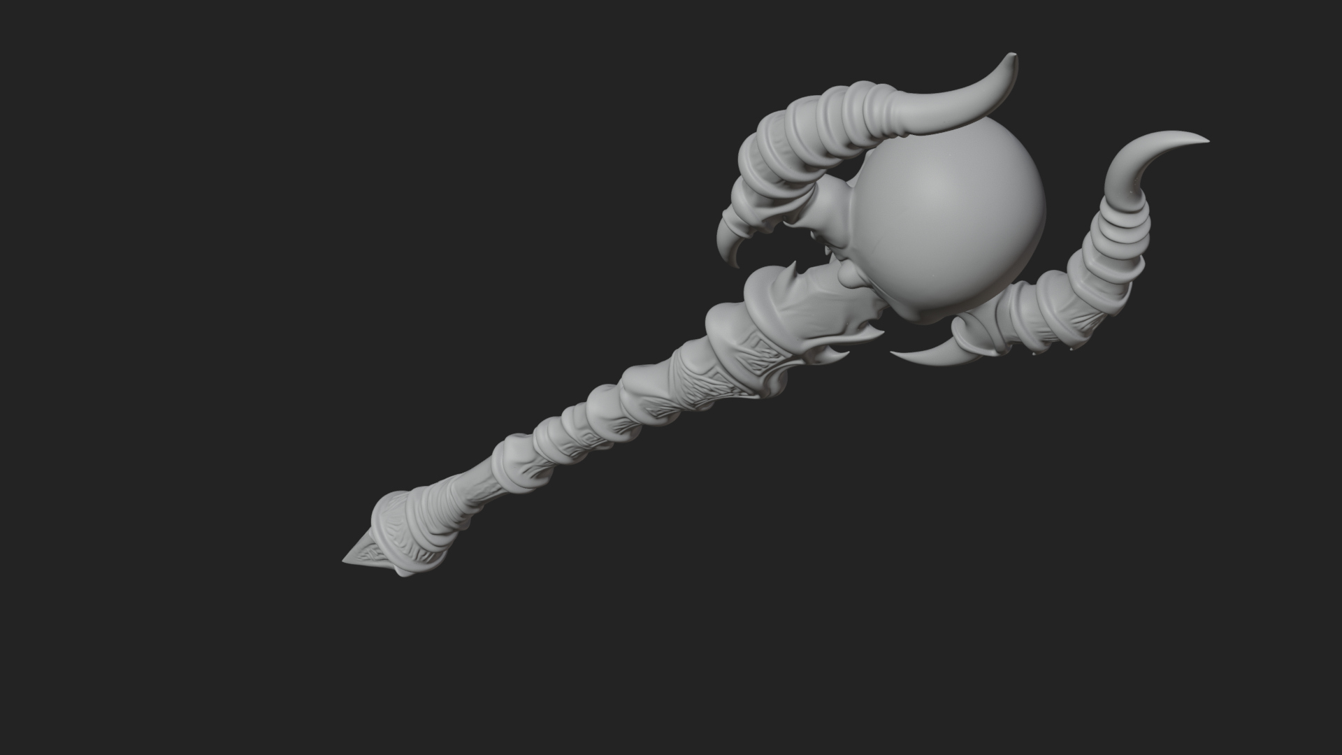 Carved Bone Staff Model Design 9 3D Print Model 3D Model