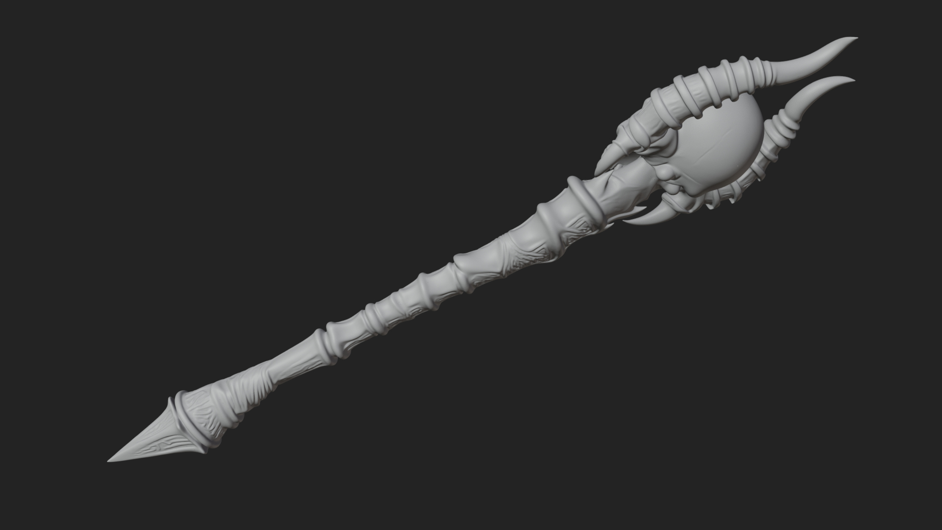 Carved Bone Staff Model Design 9 3D Print Model 3D Model