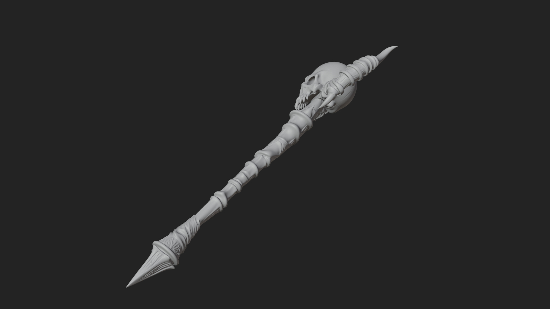 Carved Bone Staff Model Design 9 3D Print Model 3D Model