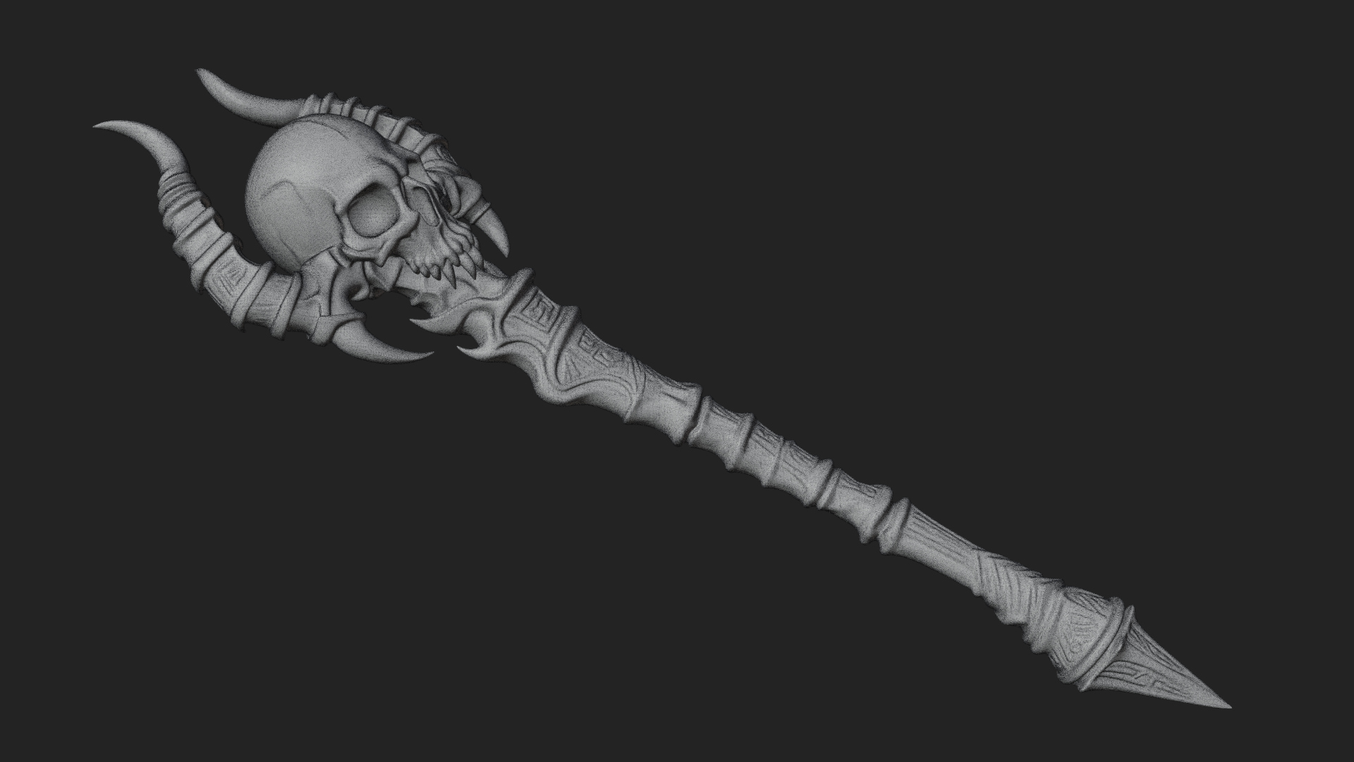 Carved Bone Staff Model Design 9 3D Print Model 3D Model