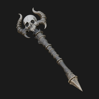 Carved Bone Staff Model Design 9 3D Print Model