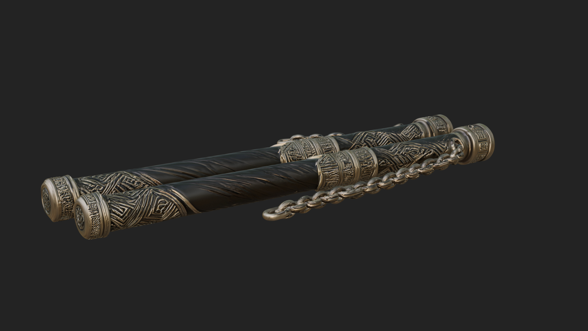 Carved Chain Nunchaku Model Design 1 3D Print Model 3D Model