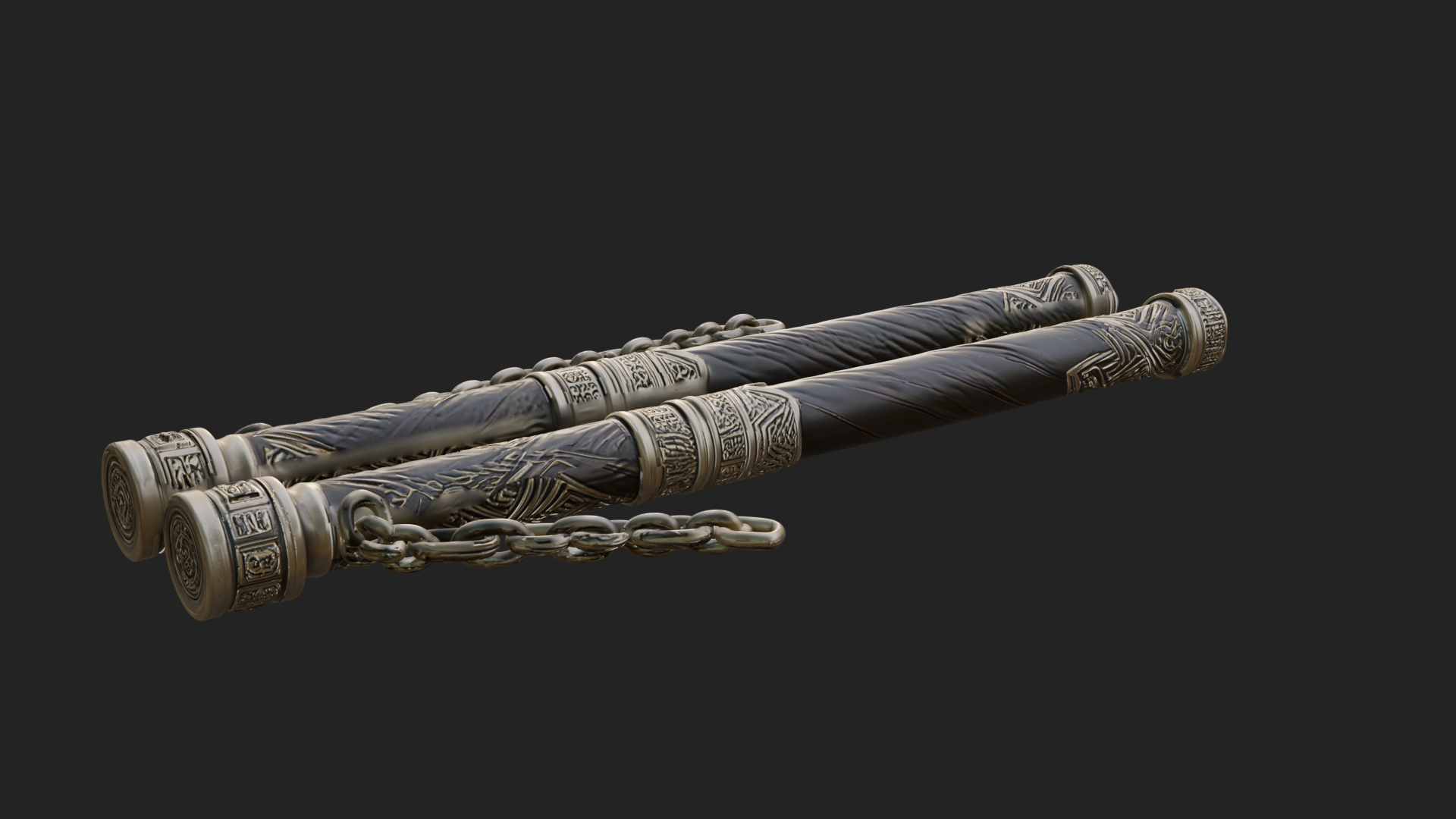 Carved Chain Nunchaku Model Design 1 3D Print Model 3D Model