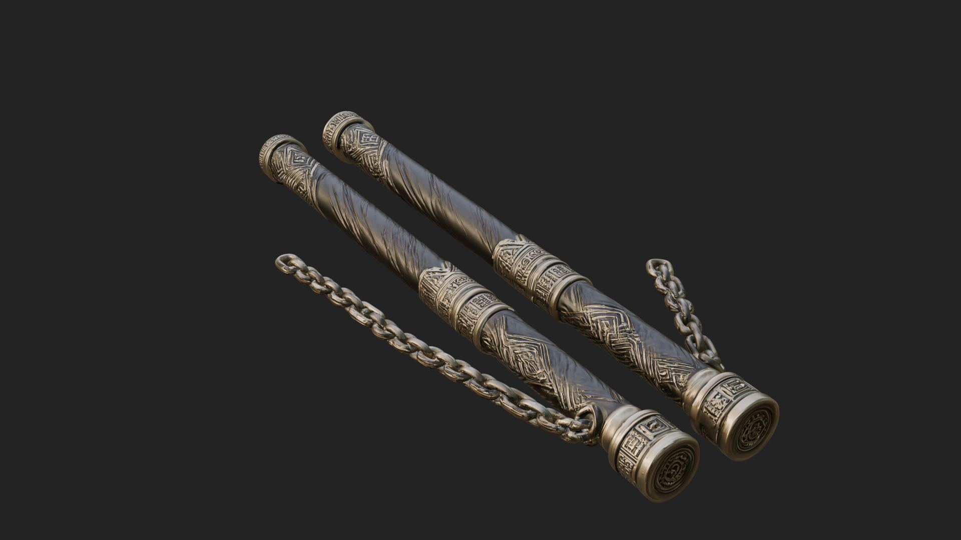 Carved Chain Nunchaku Model Design 1 3D Print Model 3D Model