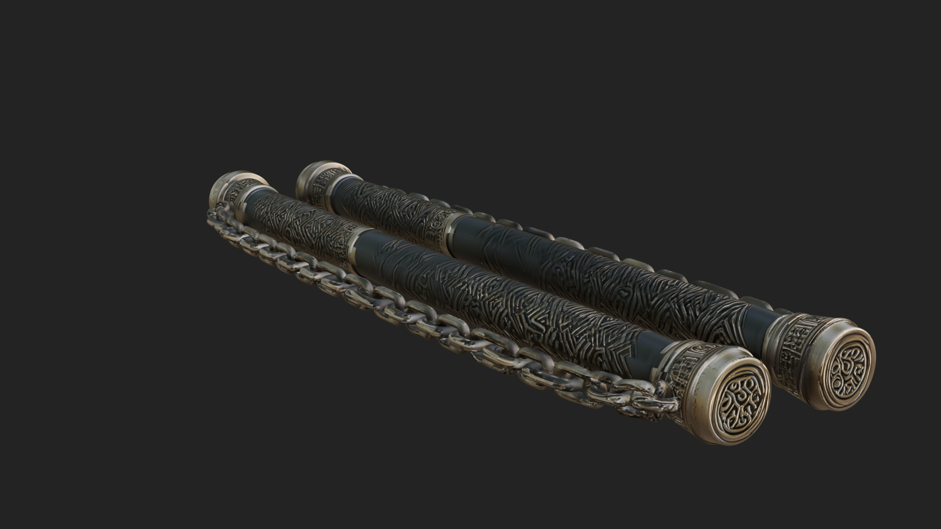 Carved Chain Nunchaku Model Design 2 3D Print Model 3D Model