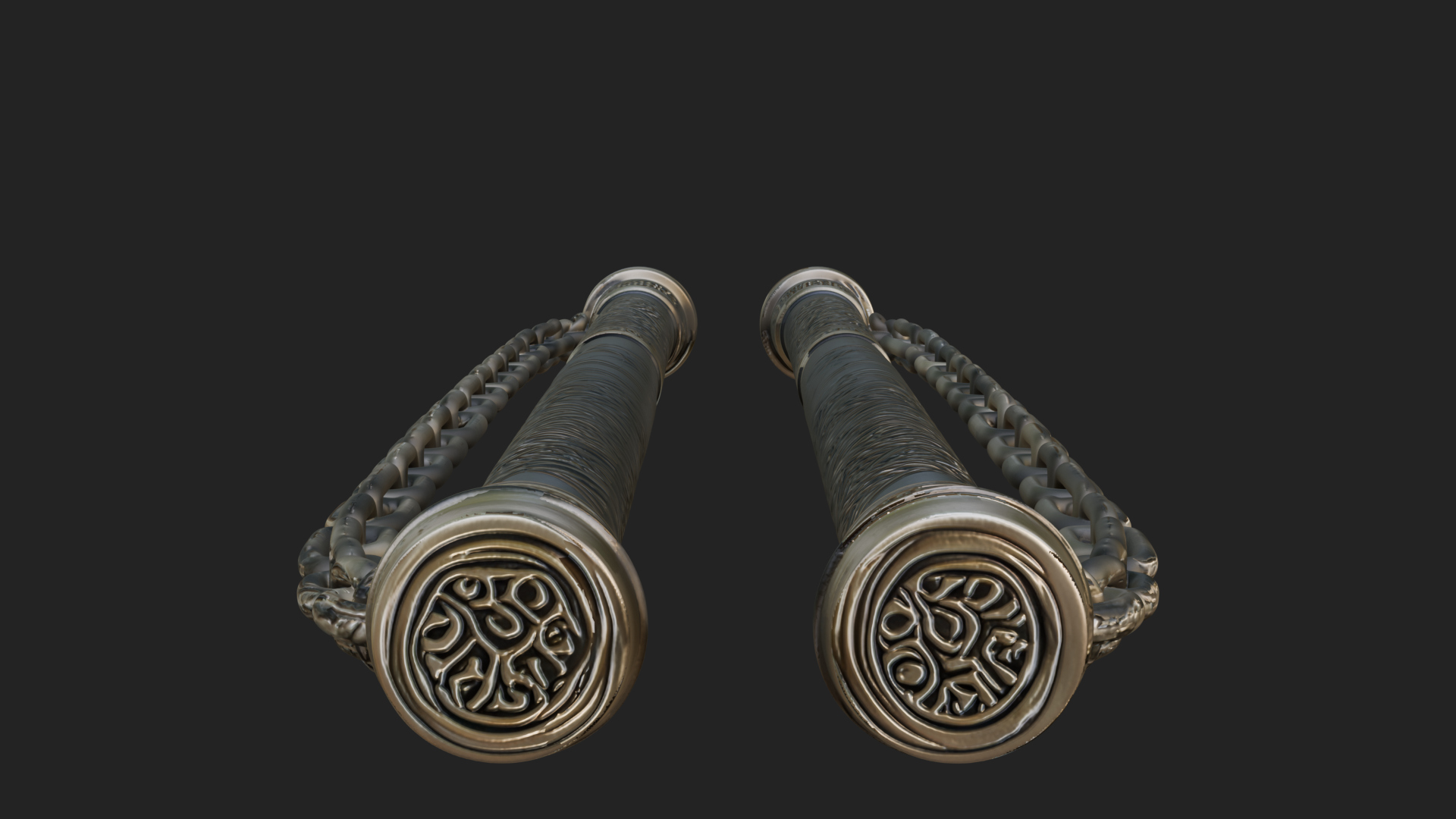 Carved Chain Nunchaku Model Design 2 3D Print Model 3D Model
