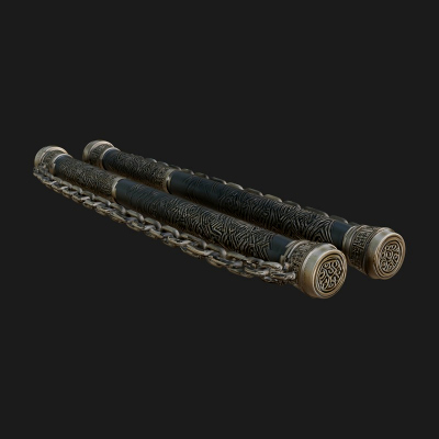 Carved Chain Nunchaku Model Design 2 3D Print Model