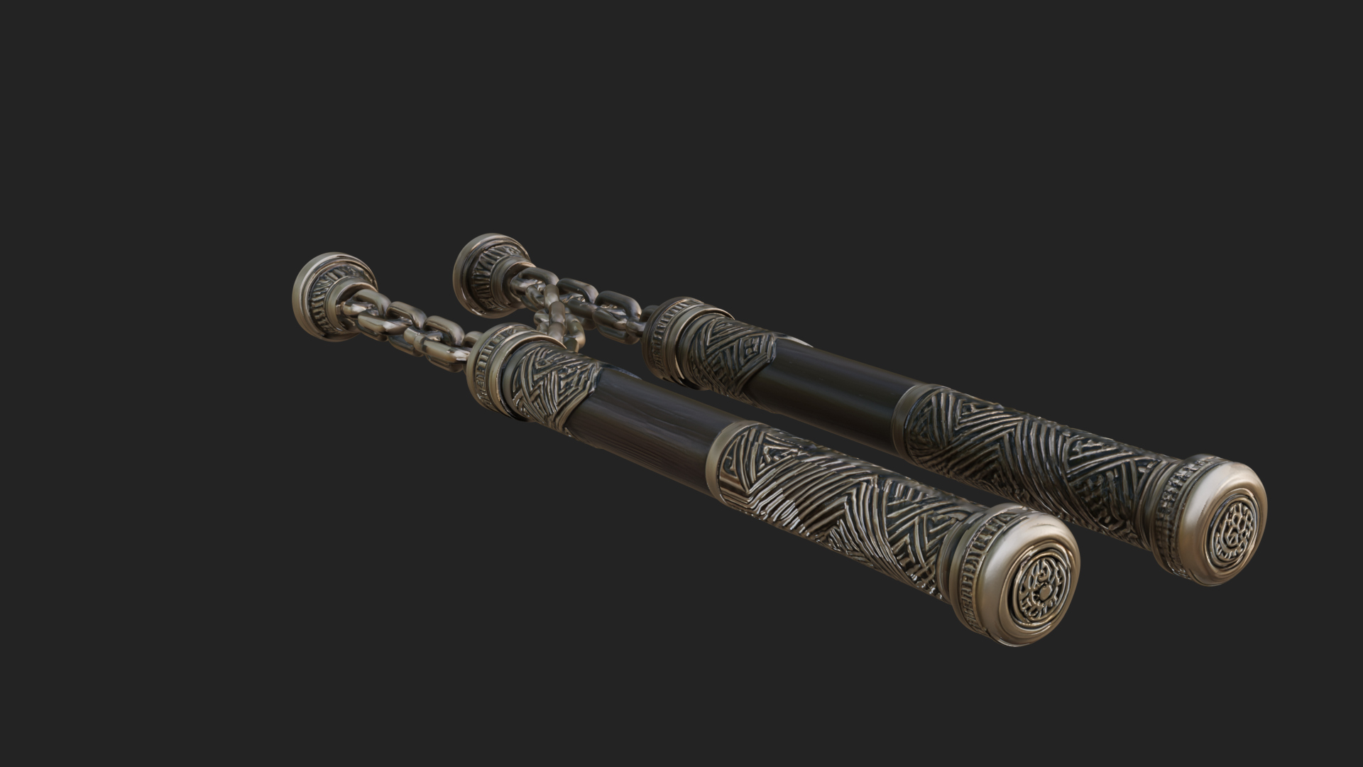 Carved Chain Nunchaku Model Design 3 3D Print Model 3D Model