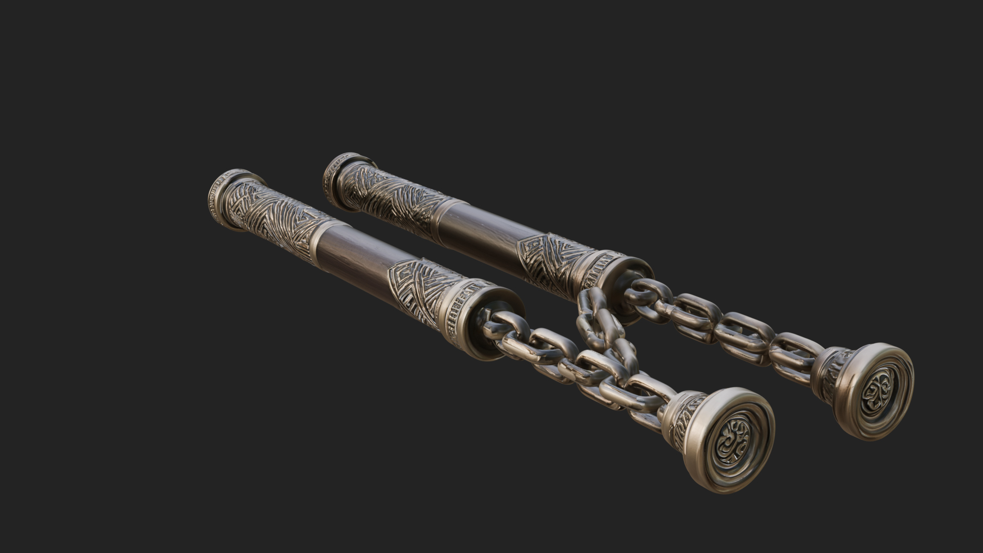 Carved Chain Nunchaku Model Design 3 3D Print Model 3D Model