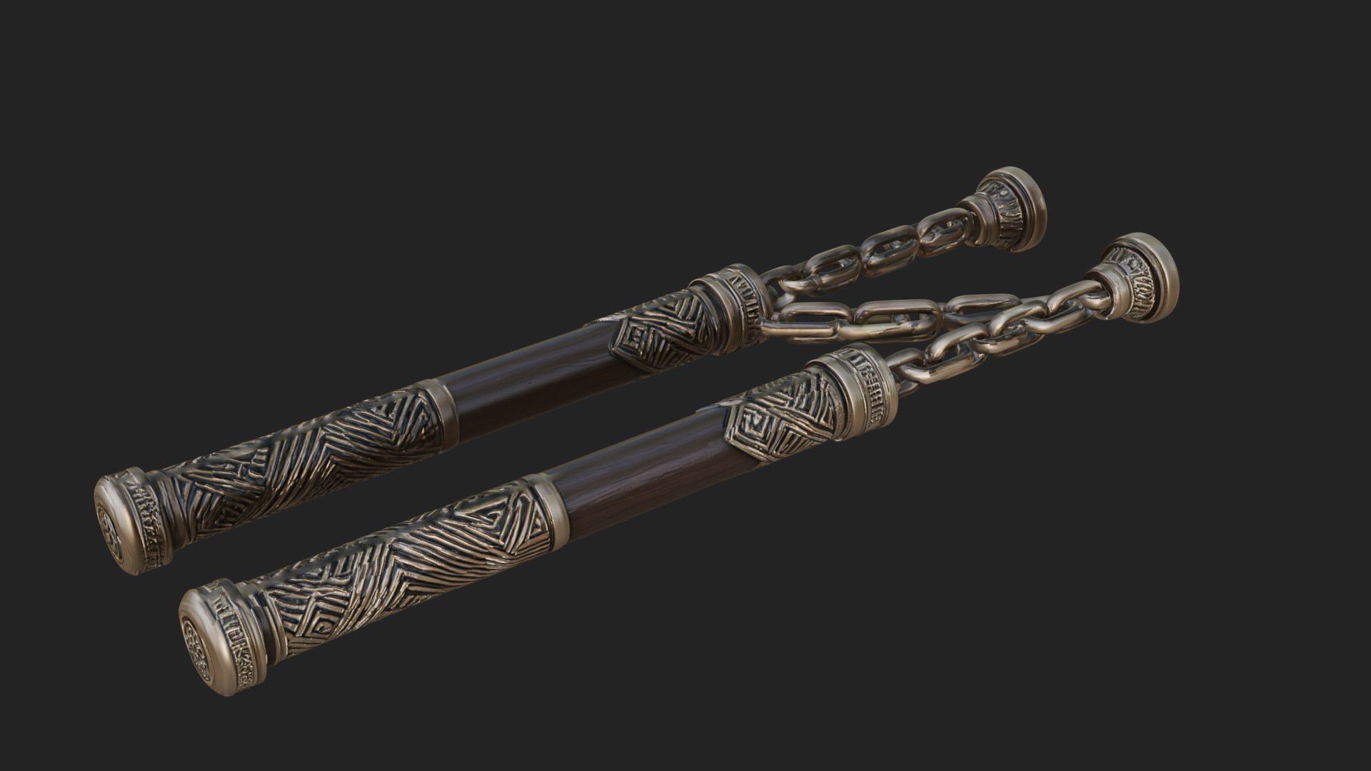 Carved Chain Nunchaku Model Design 3 3D Print Model 3D Model