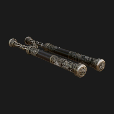 Carved Chain Nunchaku Model Design 3 3D Print Model
