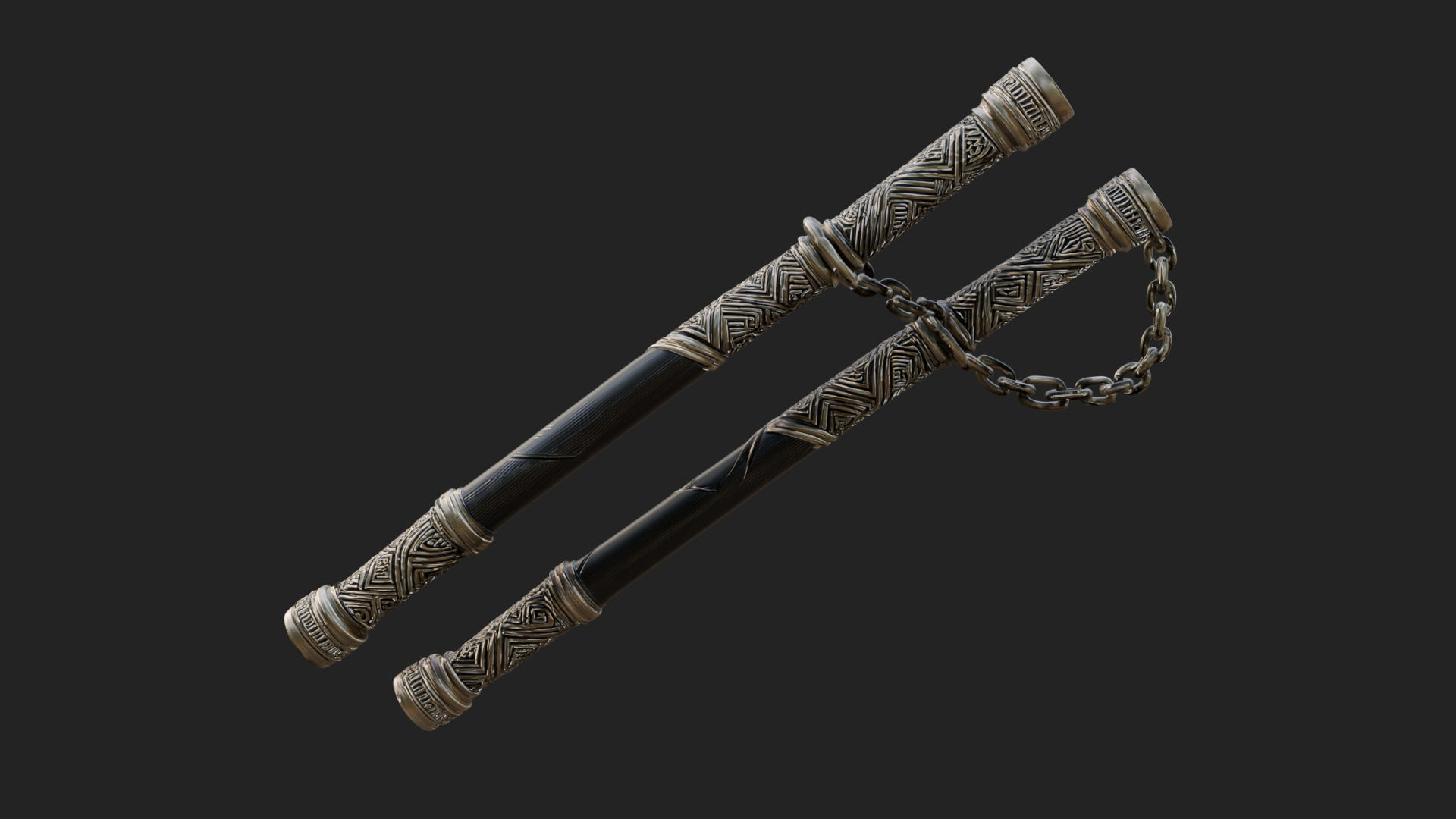 Carved Chain Nunchaku Model Design 4 3D Print Model 3D Model
