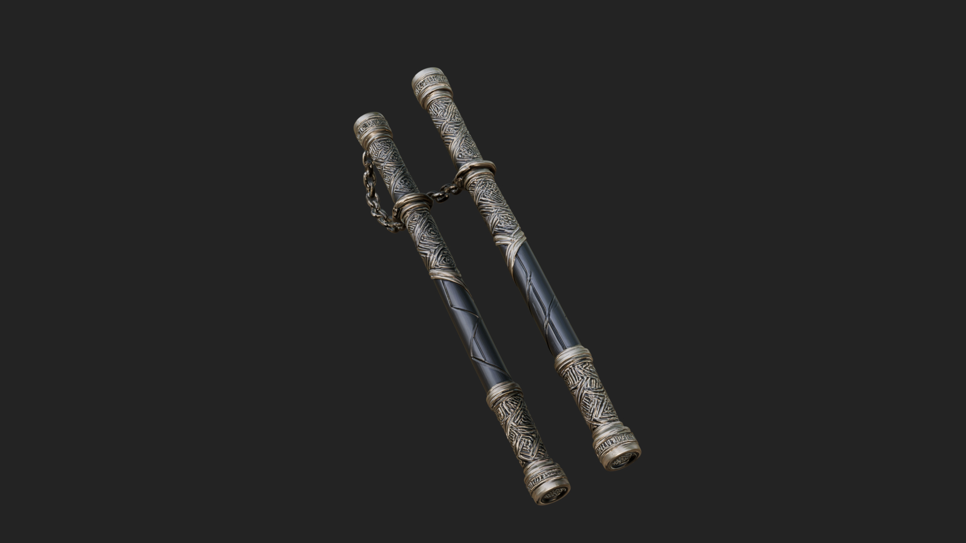 Carved Chain Nunchaku Model Design 4 3D Print Model 3D Model