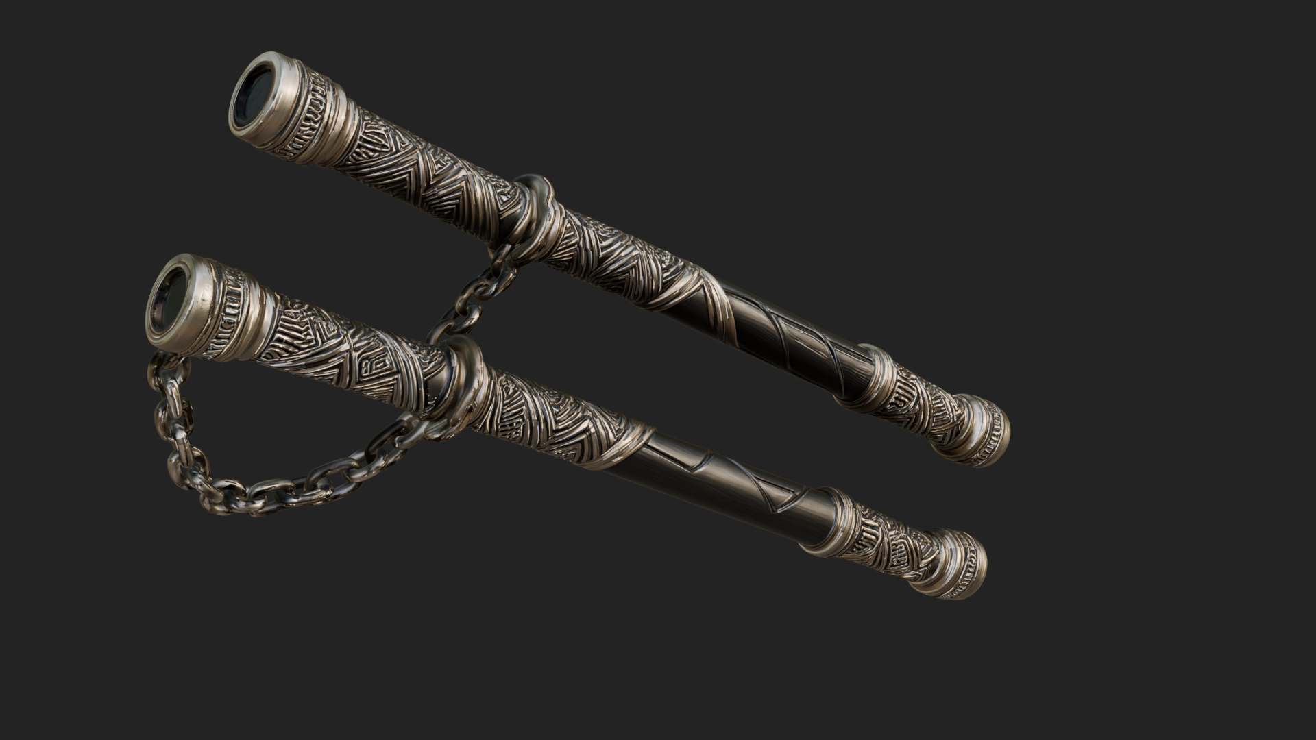 Carved Chain Nunchaku Model Design 4 3D Print Model 3D Model