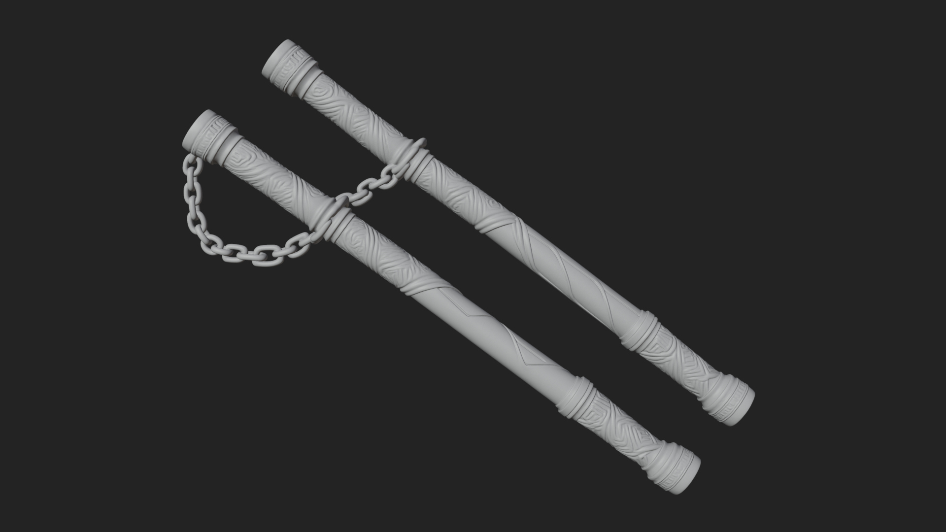 Carved Chain Nunchaku Model Design 4 3D Print Model 3D Model