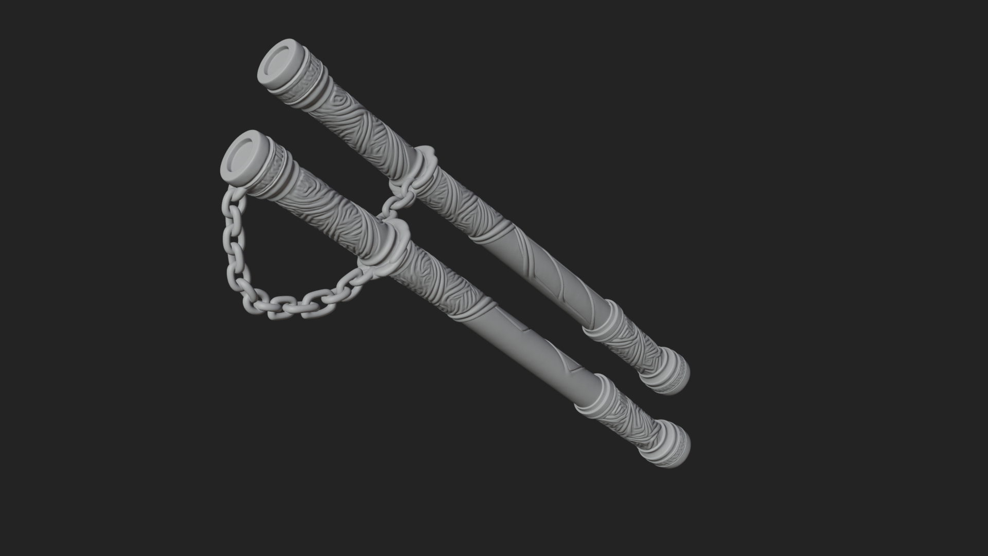 Carved Chain Nunchaku Model Design 4 3D Print Model 3D Model