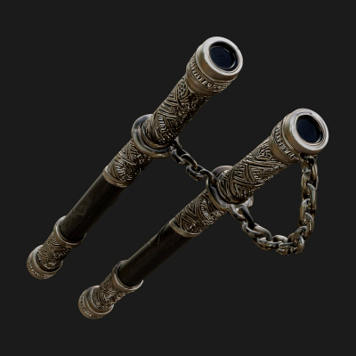 Carved Chain Nunchaku Model Design 4 3D Print Model