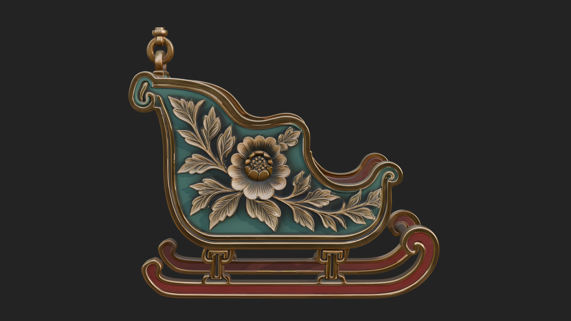Carved Christmas Sleigh Model Design 1 3D Print Model 3D Model