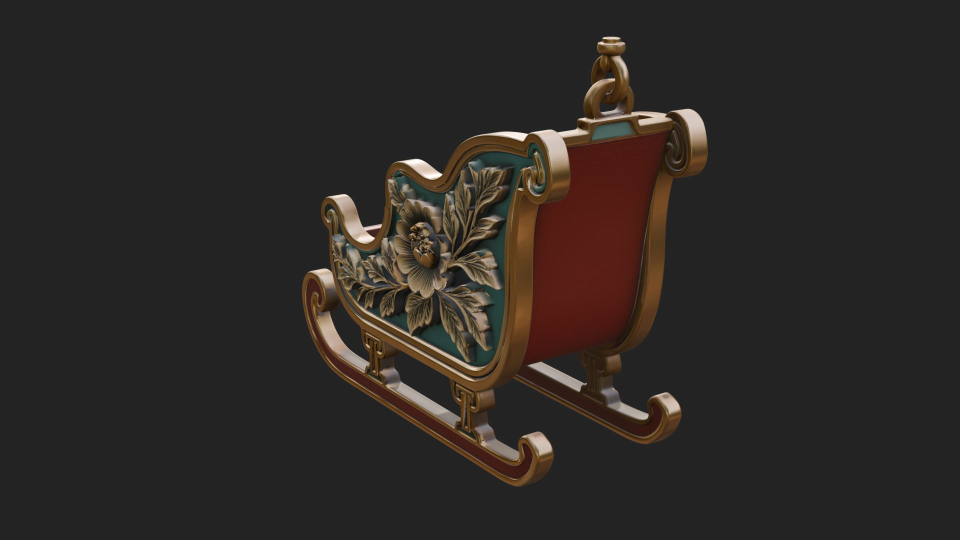 Carved Christmas Sleigh Model Design 1 3D Print Model 3D Model