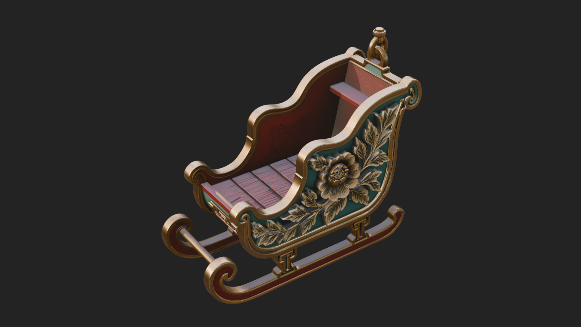 Carved Christmas Sleigh Model Design 1 3D Print Model 3D Model