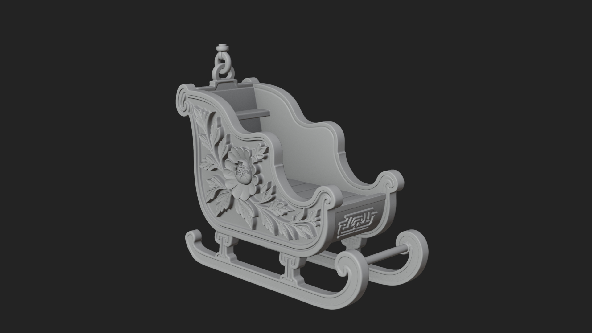 Carved Christmas Sleigh Model Design 1 3D Print Model 3D Model