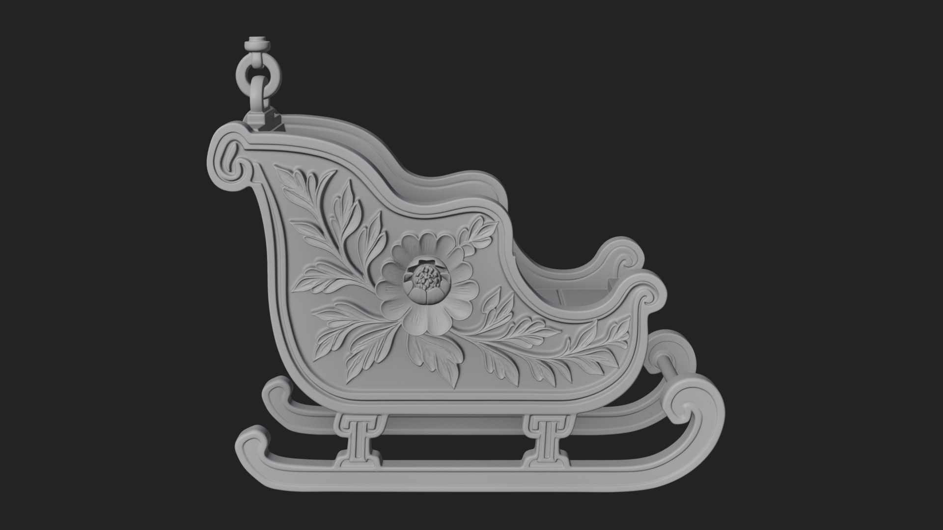 Carved Christmas Sleigh Model Design 1 3D Print Model 3D Model