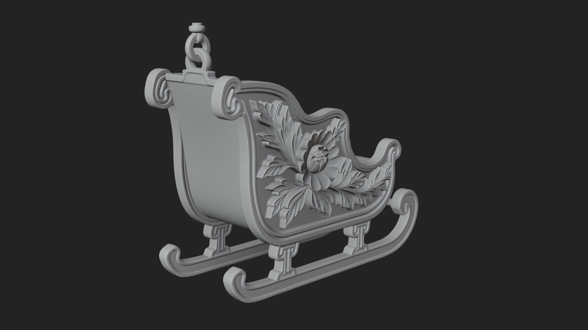 Carved Christmas Sleigh Model Design 1 3D Print Model 3D Model