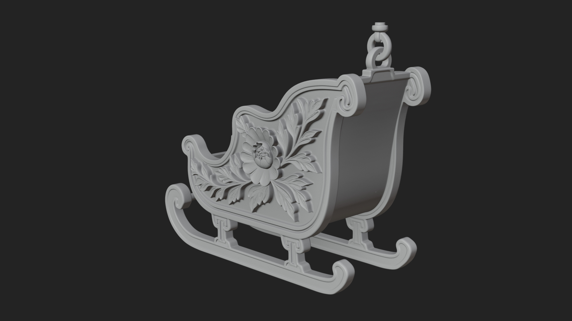Carved Christmas Sleigh Model Design 1 3D Print Model 3D Model